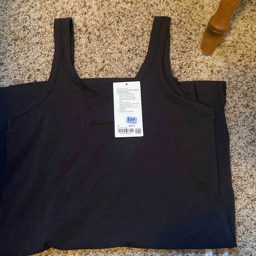 NWT Lulu cotton scoop black dress sz 8